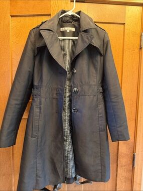 Kenneth Cole New York Dark Gray Single-Breasted Trench Coat water resistant